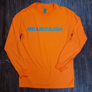 Billie Eilish Tshirt Long Sleeve Orange Teal S EUC